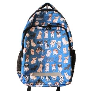 Blue I Love Dogs Backpack - For School, Office, Travel